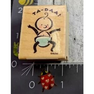 All Night Media Ta Daa Baby 897D Rubber Stamp Wood #B93